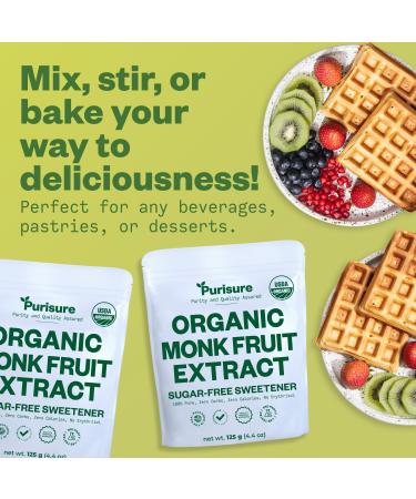 Organic Monk Fruit Extract 125g - Sugar-Free Natural Sweetener | 100% Pure, Paleo & Keto Friendly | Zero Calories & Carbs - PuriSure - Buy Online on SooperMarket.com