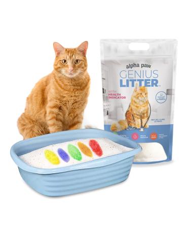 Alpha Paw - Genius Cat Litter, 5-Color Health Indicator, Odor Eliminating, Non-Stick, Lightweight Crystals, Non-Clumping, High Absorption, Unscented 1 Cat