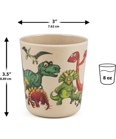 Kids' Dinosaur Bamboo Cups - Set of 3 | 8 oz Eco-Friendly BPA-Free Cups for Drinking, Snacks, and Bath | Toddler Smoothie Cup | Shatter-Resistant - Buy Online on SooperMarket.com