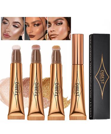 Mrettick 3 Color Liquid Contour Stick Bronzer Liquid Contour Wand Face Highlighter Makeup Brushes Wand Lightweight Natural Super SilkyCream Contour Stick