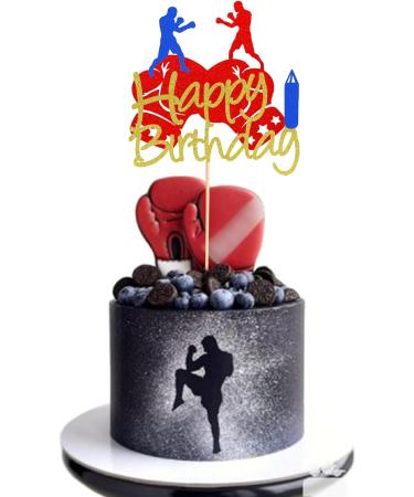 Arthsdite 1Pc Boxing Happy Birthday Cake Topper Boxing Gloves Cake Decorations Sports Birthday Theme Party Cake Decoration Supplies Boxing Cake Topper - Buy Online on SooperMarket.com