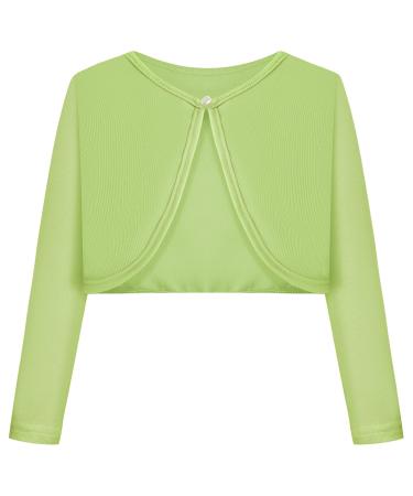 BONNY BILLY Girls Cardigan Long Sleeve Knitted Cotton Bolero Shrug Kids Clothing 8-9 Years Green