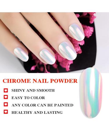 Mermaid Neon Chrome Nail Powder Kit - Gradient Glitter Pigment for Gel Nails - 2Pcs Set with Nail Sponge Brush - Nail Art Decoration - Buy Online on SooperMarket.com
