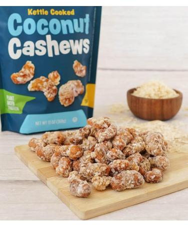 Platinum Kettle Cooked Coconut Cashews - Plant-Based Protein Snack | Healthy Fiber | 13 oz Resealable Pouch for Home Office Gym & School - Ship Internationally - Buy Online on SooperMarket.com