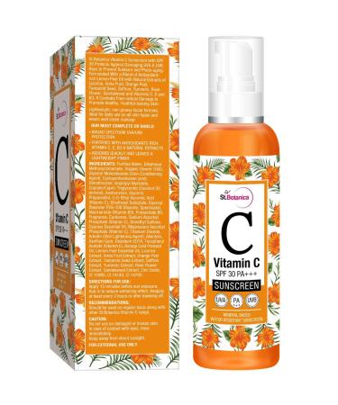 StBotanica Vitamin C Sunscreen SPF 30 PA+++ | Mineral-Based Water-Resistant UVA & UVB Protection - 120ml | International Shipping Available - Buy Online on SooperMarket.com