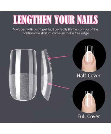 240PCS Medium Square Gel Nail Tips Set - Pre-Buffed Artificial Nails Kit - Buy Online on SooperMarket.com