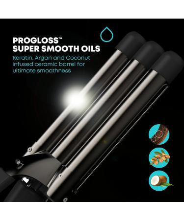 Revamp ProGloss Beach Big Waver - 3-Wave Iron for Glossy Beach Waves & Healthy Hair with Prowl Oils - Buy Online on SooperMarket.com