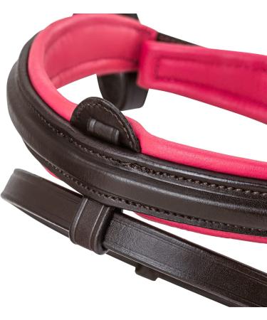Buy Sunride English Combined Bridle Hawaii - Soft Real Leather Adjustable & Anatomical Full Brown/Pink - Ships Internationally - Buy Online on SooperMarket.com