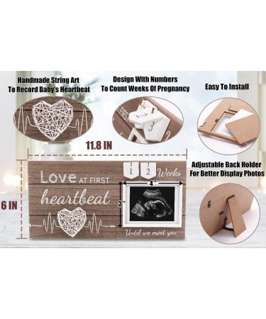 Love at First Sight Sonogram Picture Frame for Baby Girl Room - Gender Reveal and Baby Shower Gift for First Time Moms - 4x3 Ultrasound Frame with Countdown Weeks Design - Buy Online on SooperMarket.com