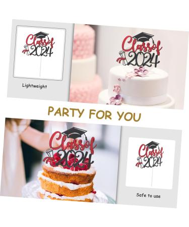 OFFSCH 5 Sets Cake Insert Top Hat Grad Party Decoration Graduation Grad Party Supplies Cupcake Decors Cake Decoration Red Paper European and American Graduation Season Red 16.00X13.00X0.10CM - Buy Online on SooperMarket.com