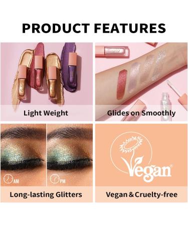 Oulac Liquid Glitter Eyeshadow - Metallic Baby Pink Shimmer Eyeliner, Vegan & Cruelty-Free - Pink Volt (15) - Buy Online on SooperMarket.com