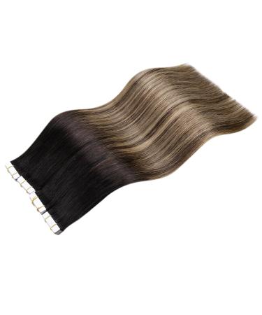 LAAVOO Balayage Tape Extensions - Real Hair Tape Extensions #1b/4/27 | 35cm | 50g | Invisible Seamless Hair Extensions for Natural Look - Buy Online on SooperMarket.com