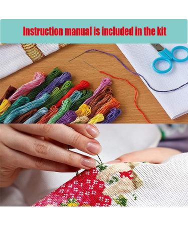 VIGEGU Flowers Cross Stitch Kit - 11CT Stamped & Counted DIY Embroidery for Beginners - Home Decor - 12x16inch - Buy Online on SooperMarket.com