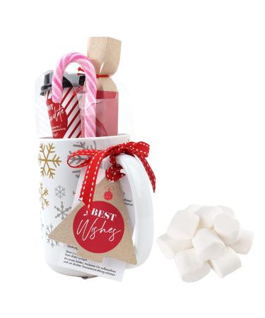 Christmas Hot Chocolate Mug Gift Set | Hot Chocolate Sachets | Mini Marshmallows For Hot Chocolate | Candy Cane | Xmas Stocking Fillers | Christmas Eve Box Filler | Hot Choc for One | Kids Women