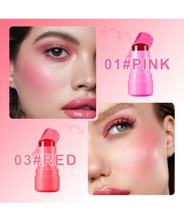 2PCS Cooling Water Jelly Lip Tint & Blush - 3-in-1 Cheek & Lip Makeup - Chill Poppy Pink Stain Gloss - Buy Online on SooperMarket.com