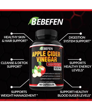 Apple Cider Vinegar Capsules 5050mg with Black Pepper Extract - 90 Capsules | Supports Weight Management, Digestion, Detox & Immune | 3 Months Supply - Buy Online on SooperMarket.com
