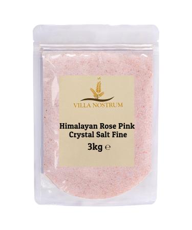 Himalayan Rose Pink Salt (Fine) 3kg | Unrefined No Additives Resealable Pouch by Villa Nostrum