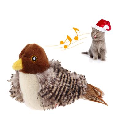 PETGEEK GiGwi Interactive Cat Feather Toy Melody Chaser Chirpy Bird Cat Toy Plush Toys for Cats Squeak Cat Toys for Indoor Cats Squeaky Bird