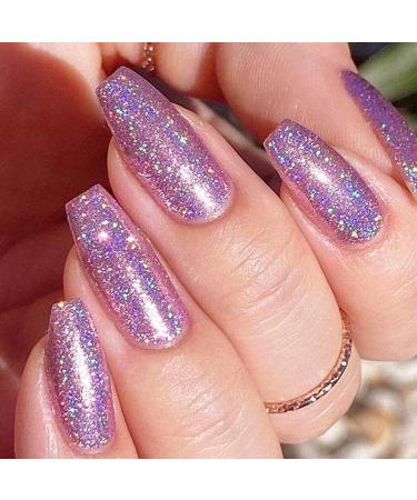 Glitter Gel Nail Polish - Purple Gel Nail Polish - Soak Off UV Sparkling Colors Nail Gel Spring Summer Gel Nail Art Manicure Varnish for Nail Starters Dark Purple - Buy Online on SooperMarket.com