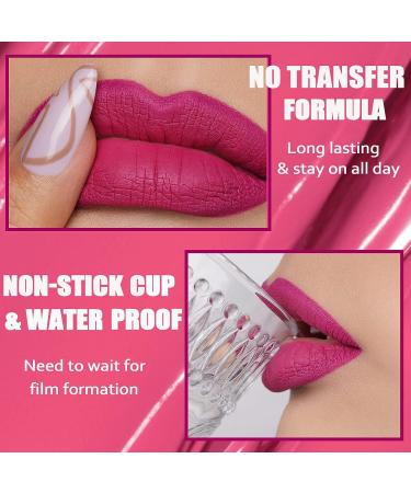 Oulac Matte Liquid Red Lipstick for Women - Long Lasting Deep Red Lip Gloss | Waterproof, Non-Stick Cup, Vegan & Cruelty-Free - M01 Kiss Me Now - Buy Online on SooperMarket.com