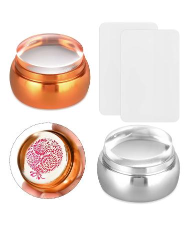 EBANKU 2 pcs Nail Art Stamper with 2 Scraper Nail Art Jelly Soft Silicone Nail Print Stamper Image Plate Manicure Tools DIY(Sliver&Gold) 2PCS Sliver&Gold