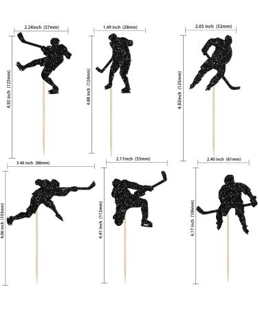 Gyufise 24Pcs Hockey Cupcake Toppers Black Glitter Hockey Players Cupcake Picks Ice Hockey Sports Theme Baby Shower Boys Girls Birthday Party Cake Decorations Supplies Black-1 - Buy Online on SooperMarket.com