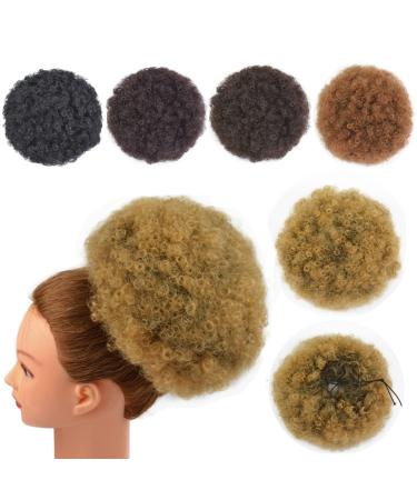 Afro Puff Drawstring Ponytail Extension Short Synthetic Afro Kinky Curly Puff Ponytail for Natural Hair Clip On Kinky Drawstring Curly Ponytail Bun Hairpieces (X-Large T1B/27#) X-Large T1B/27#