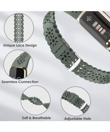 3 Pack Slim Lace Sport Bands for Fitbit Luxe - Soft Silicone Hollow-Out Replacement Wristbands for Women - Breathable and Stylish - Fits 5.6-7.1 Wrists - E-BlackDeep BlueGreen - Buy Online on SooperMarket.com