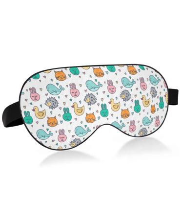 Haskirky Light Blocking Eye Mask Breathable and Adjustable Adult Men and Women Travel on Business Trips Yoga Meditation Light Smooth Comfortable Eye Mask Office Deep Sleep Goodies Cat Hedgehog Whal