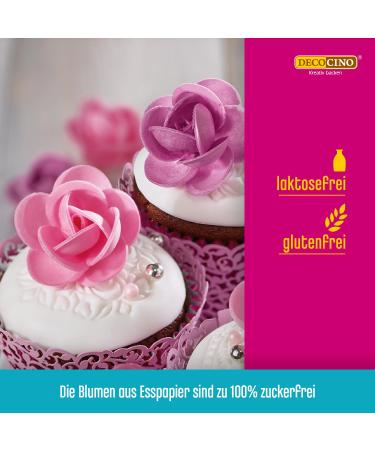 Decocino Edible Roses - Lila & Rosa | 16 Pieces for Wedding & Birthday Cake Decorations | Perfect for Cupcakes & Muffins - Buy Online on SooperMarket.com