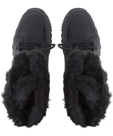 Polar Women's Quilted Faux Fur Cuff Winter Boots - Black | Duck Rubber Sole | Snow & Rain Outdoor Boot - Buy Online on SooperMarket.com