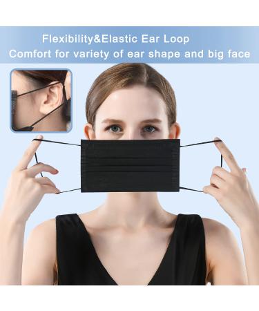 Trasign Black Disposable Face Masks - 100 Pcs | 3-Ply Earloop Mouth Cover | Breathable & Comfortable - Buy Online on SooperMarket.com