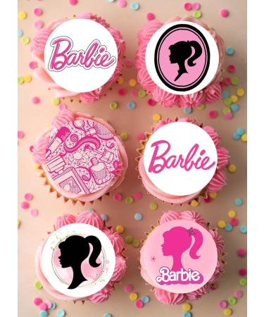 24 x Pre-Cut Barbie 7 Edible Stand up Wafer/Rice Paper Cupcake Cake Toppers Birthday Party Pink Decorations - Buy Online on SooperMarket.com