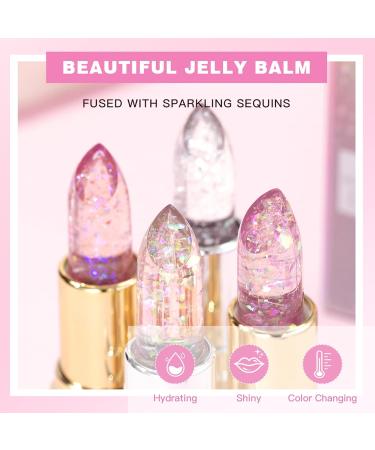 Shop Aderier 3PCS Glimmer Balm - Vegan pH Color Changing Lip Balm & Glitter Confetti | Hydrate & Plump Pink Shimmer Lipstick - International Shipping Available - Buy Online on SooperMarket.com