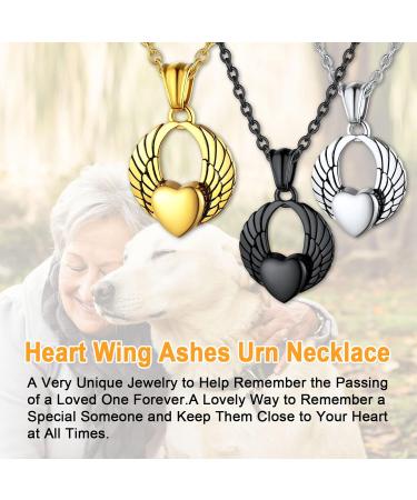 U7 Women's Cremation Urn Neck Chain | Celtic Knot Dog Feet Wings & Crucifix Pendant | Stainless Steel Fire Burial Jewelry - Buy Online on SooperMarket.com