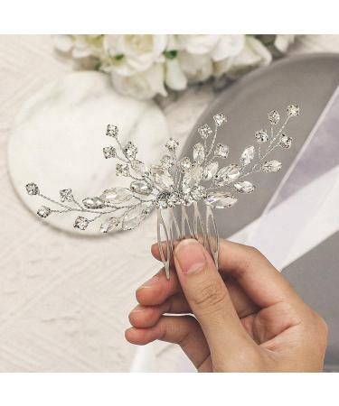 Unicra Bride Silver Wedding Hair Comb | Sparkly Crystal Rhinestone Bridal Hair Accessory - Buy Online on SooperMarket.com