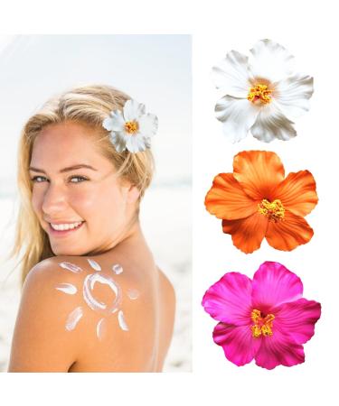 3 Pieces Hawaiian Plumeria Flower Hair Clips Frangipani Artificial Clips Foam Flower Clips for Women Bridal Wedding Luau Beach Tropical Party Decoration 3.15-3.54 Inch (Multi-color)