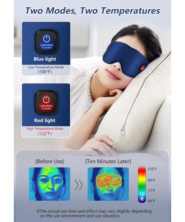 Heated Silk Eye Mask | Cordless USB Heating Pad for Dry Eyes | Rechargeable | Relief for Stye, Blepharitis, Chalazion, Eye Fatigue | Warm Eye Compress for Men and Women (Navy) - Buy Online on SooperMarket.com