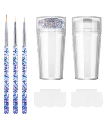 French Tip Nail Stamp Nail Art Stamper Clear Silicone Jelly Stamper Transparent Nail Stamper Nail Art Jelly Stamper kit with Scraper Nail Art Brushes for Home DIY Nail Salon Design Manicure Tools