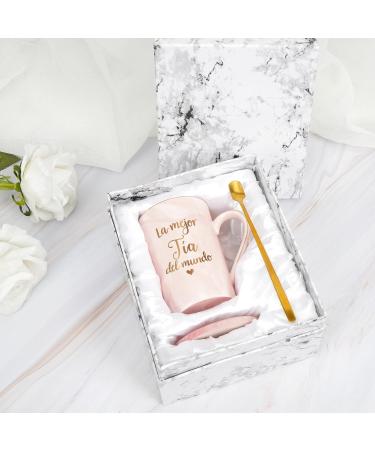 Maustic Best Aunt Gifts La Mejor Tia Del Mundo Coffee Mug Tia Gifts from Niece Nephew in Spanish Aunt Coffee Mug Aunt Christmas Mothers Day Birthday Gifts Regalo Para Tia 14 Oz with Gift Box Pink - Buy Online on SooperMarket.com