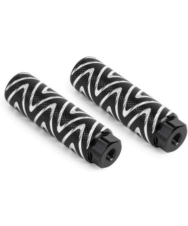 OUTLETNY Bike Pegs, 3/8 inch - 26 Teeth Aluminum Alloy Bike Pegs Anti-Skid Foot Pedals BMX Pegs Rear Axles Stunt Pegs 2Pcs Black