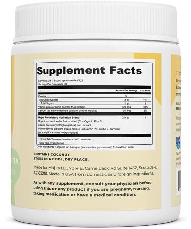 Majka Organic Hydration Booster Powder for Lactating & Pregnant Moms - Safe Supplement for Energy & Breast Milk Supply - Vegan & Gluten-Free (Coconut, 30 Servings) - Buy Online on SooperMarket.com