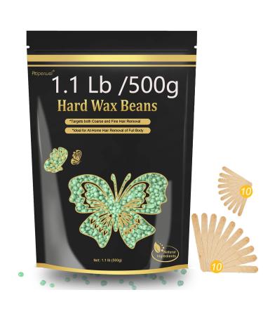 Wax Beads for Hair Removal, Waxing Beads for Sensitive Skin, 1LB Painless Wax Beans for Bikini, Eyebrow Facial for At Home Pearl Waxing Beads with 20 Spatulas for Women Men(Tea Tree)