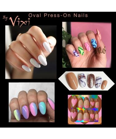 Vixi 600 Medium Oval Nail Set with Prep File - 10 Sizes Clear Express Full Cover False Fingernail Extensions for Salon & Home Use - Buy Online on SooperMarket.com