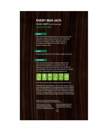 Every Man Jack Men's Body Wash - Eucalyptus Mint | 33oz Twin Pack - 2 Bottles | Parabens-Free, Phthalate-Free, Dye-Free, & Cruelty-Free - Buy Online on SooperMarket.com