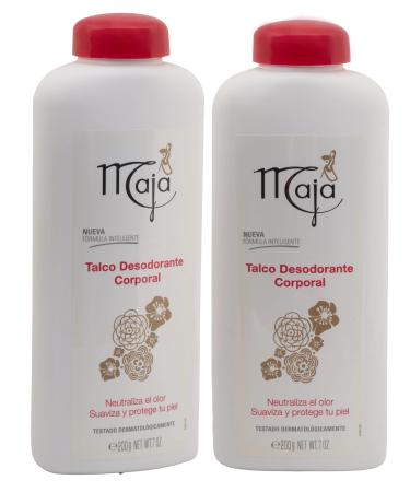 Maja Perfumed Talcum Powder, Talcum Powder with Maja's Classic Oriental Scent to Keep Your Skin Dry and Fresh, Talcum for Silky Legs Delicate Aroma 2-Pack of 7 Oz Each, White (Packaging May Vary)