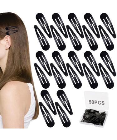 Mmgoqqt Metal Snap Hair clips Hair Accessories Pins Hair Grip Matte Finish Black Enamelled Hair Clips School Colours Hairclips for Thick Thin Straight & Curly Hair