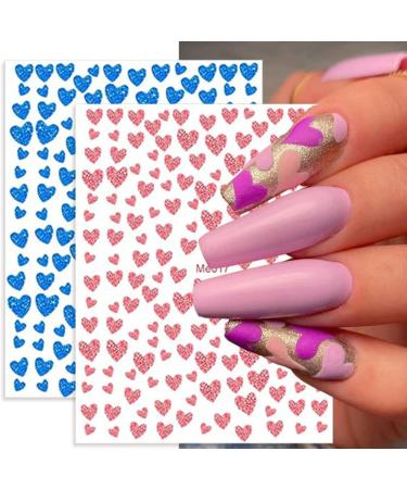 Taicols 10 Sheets 3D Design Nail Stickers Glitter Heart Nail Stickers Self-Adhesive Valentine's Day Nail Stickers Shiny Love Heart Nail Stickers DIY Nail Art Nails Decoration for Women Girls - Buy Online on SooperMarket.com