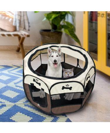 Pet Portable Foldable Playpen  Exercise 8-Panel Kennel Mesh Shade Cover Indoor/Outdoor - Buy Online on SooperMarket.com