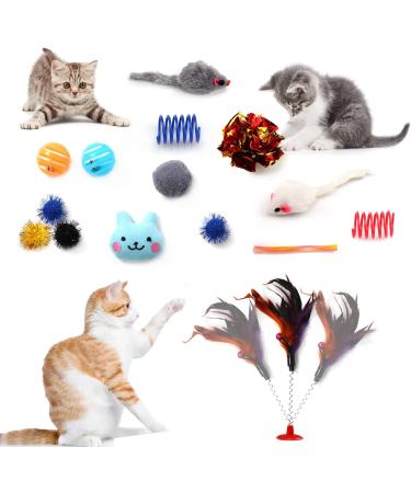 QUOZUO 26 pcs Kitten Toys Cat Toys Cat Toys Variety Pack for Kitty Cat Wand Toy Cat Feather Toys Cat Balls with Bells Cat Mouse Toy Catnip Toys for Indoor Cats - Buy Online on SooperMarket.com